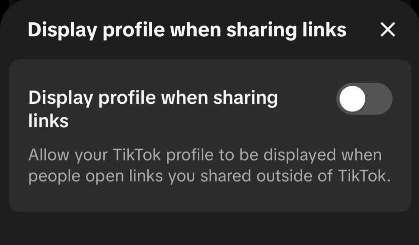 TikTok Settings Option for Sharing Data