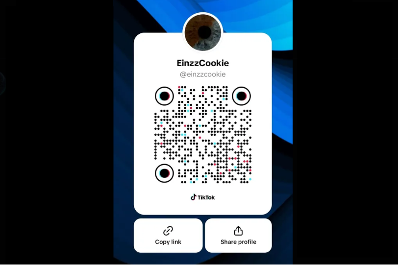 Standard basic TikTok QR code generated inside the international mobile app